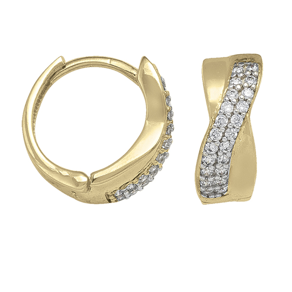 Cheri Jadore ECZE39-10KY 10K Gold Cubic Zirconia Round Hoop Earrings - 2.6 g