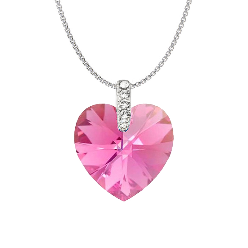Cheri Jadore P8201-SE-ROSE Swarovski Elements Crystal Heart Necklace - Rose