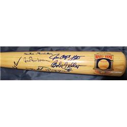 Autograph Warehouse 726139 Hall of Fame Autographed by 17 Kiner Hunter Ford Rizzuto Slaughter Sutton Perry Newhouser Spahn Snider Plus Baseball Bat