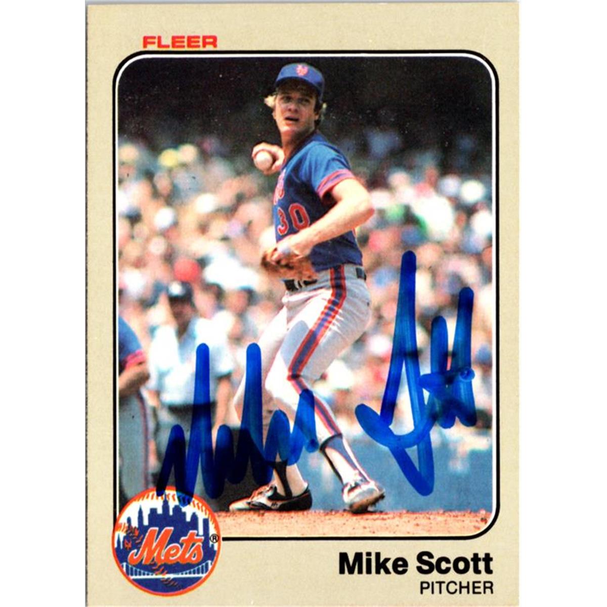 Autograph Warehouse 702686 Mike Scott Signed New York Mets 1983 Fleer No.554 Baseball Card