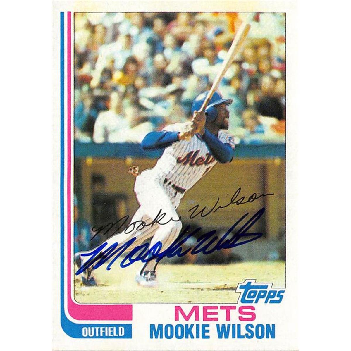 Autograph Warehouse 688579 Mookie Wilson Autographed New York Mets 1982 Topps No.143 Baseball Card