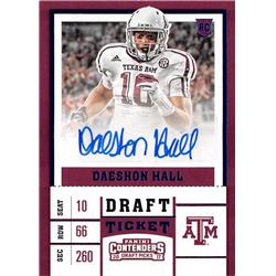 Autograph Warehouse 700954 Daeshon Hall Autographed Texas A&M Aggies 2017 Panini Contenders Draft Rookie No.246 Football Card