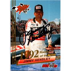 Autograph Warehouse 689308 Jimmy Hensley Autographed Auto Racing&#44; NASCAR & SC 1993 Wheels Rookie Thunder No.31 Trading Card