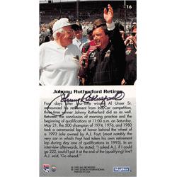 Autograph Warehouse 703740 Johnny Rutherford Autographed Auto Racing&#44; NASCAR & SC 1995 Skybox Indy 500 No.16 on Back Trading Card