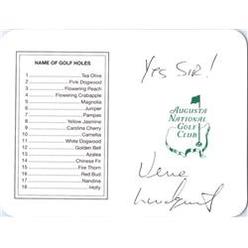 Autograph Warehouse 700019 Vern Lundquist Autographed Golf Augusta National Golf Club the Masters Inscribed Yes Sir Score Card