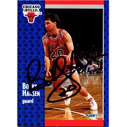 Autograph Warehouse 650547 Bobby Hansen Autographed Chicago Bulls&#44; SC 1992 Fleer No.256 Basketball Card