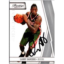 Autograph Warehouse 701827 Larry Sanders Autographed Milwaukee Bucks 2010 Panini Prestige No.165 Basketball Card
