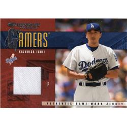 Autograph Warehouse 724356 Kazuhisa Ishii Player Worn Jersey Patch Los Angeles Dodgers 2003 Donruss Gamers No.G31 LE 141-500 Baseball Card