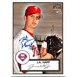 Autograph Warehouse 688940 J.A. Happ Autographed Philadelphia Phillies&#44; JZ 2007 Topps 52 Rookie No.145 Baseball Card