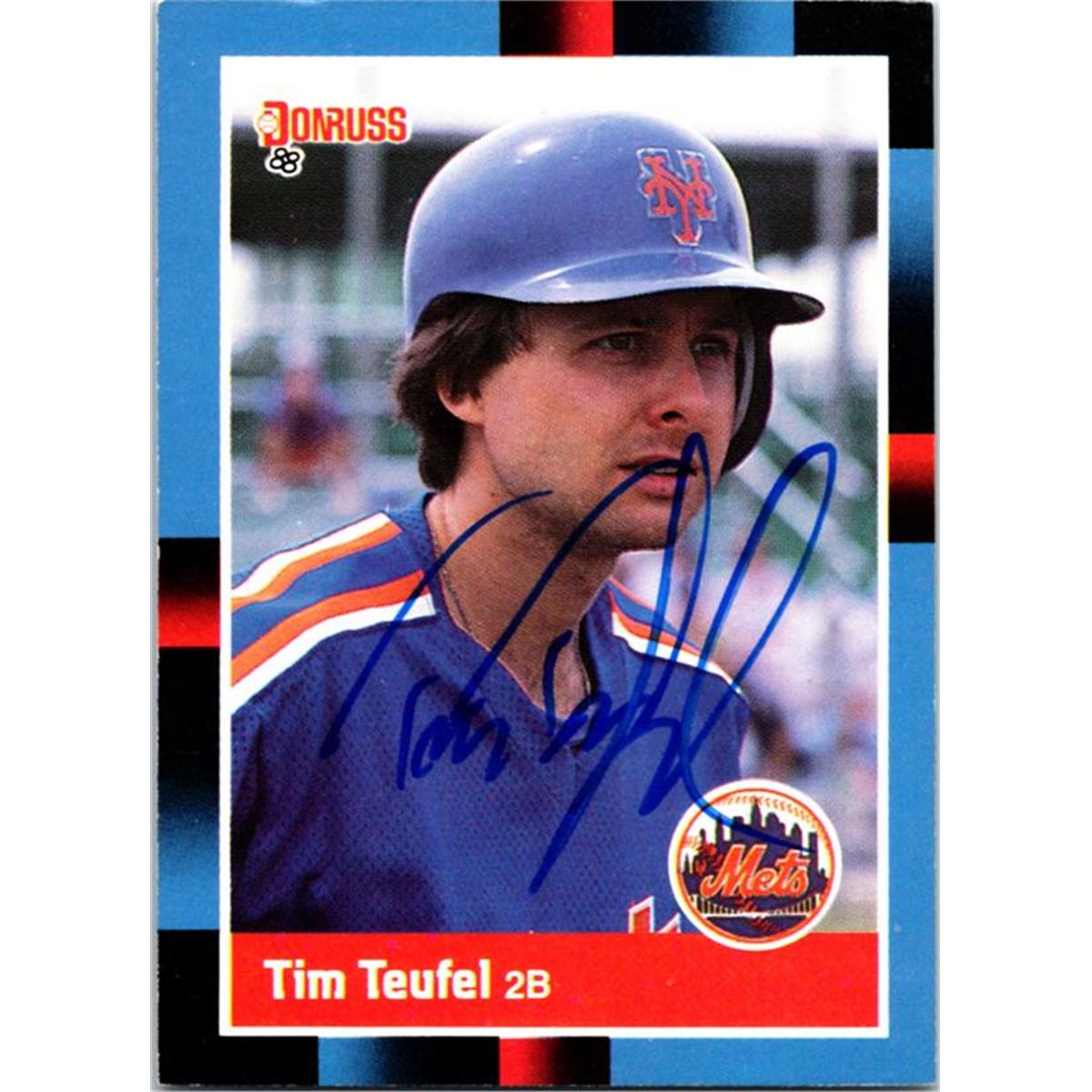 Autograph Warehouse 725368 Tim Teufel Autographed New York Mets 1988 Donruss No.648 Baseball Card