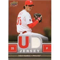Autograph Warehouse 724784 Cole Hamels Player Worn Jersey Patch Philadelphia Phillies 2008 Upper Deck No.UDFERCH Baseball Card