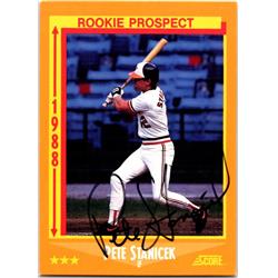 Autograph Warehouse 689689 Pete Stanicek Autographed Baltimore Orioles 1988 Score Rookie Prospect No.628 Baseball Card