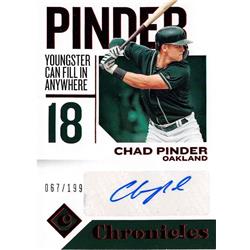 Autograph Warehouse 724503 Chad Pinder Autographed Oakland Athletics 2018 Panini Chronicles No.CACP LE 67-199 Baseball Card
