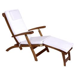 All Things Cedar TF53-RW 5-Position Steamer Chair with Royal White Cushions