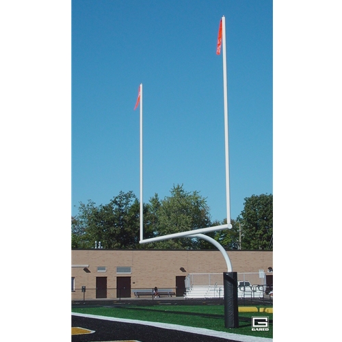 PerfectPitch 5.56 in. Outer Diameter Redzone High School Football Goalposts, Plate Mount, White