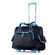 A1 Luggage RT-3500-BK plus BU DELUXE FASHION ROLLING OVERNIGHTER Black & Blue