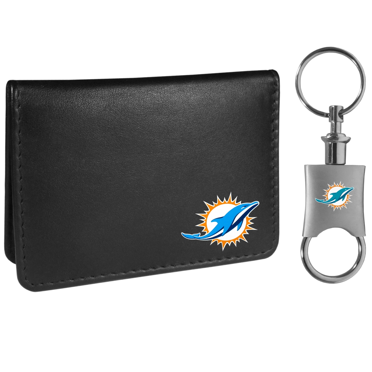 Siskiyou Sports Siskiyou FBIM060KPV Unisex NFL Miami Dolphins Weekend Bi-fold Wallet & Valet Key Chain&#44; Black