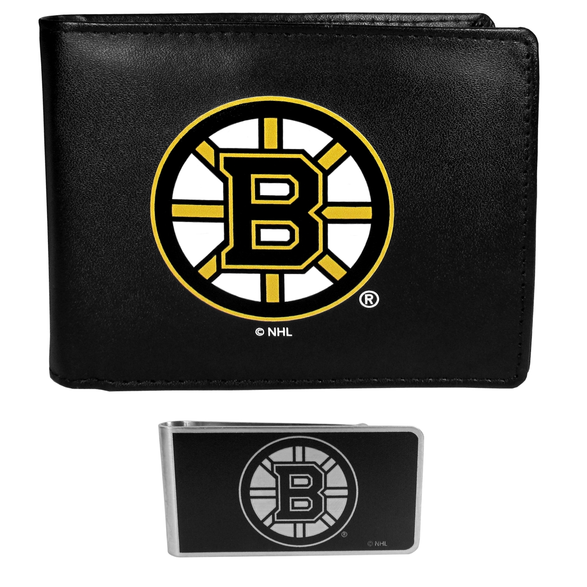 Siskiyou Sports Siskiyou HBIL20BKM Male NHL Boston Bruins Bi-fold Wallet & Money Clip&#44; Black