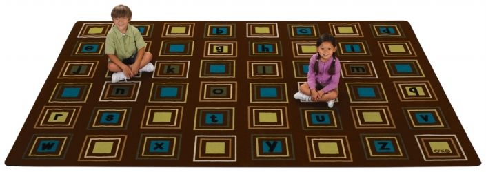 Wall-To-Wall Literacy Squares 8 ft. x 12 ft. Rectangle Carpet