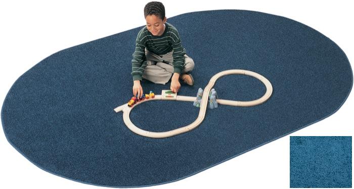 Carpets for Kids 2183.405 Mt. St. Helens Solids 8.25 ft. x 11.67 ft. Oval Carpet - Blueberry
