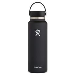 HYDRO FLASK W40BTS001 40 oz Wide Mouth Water Bottle with Flex Cap&#44; Black