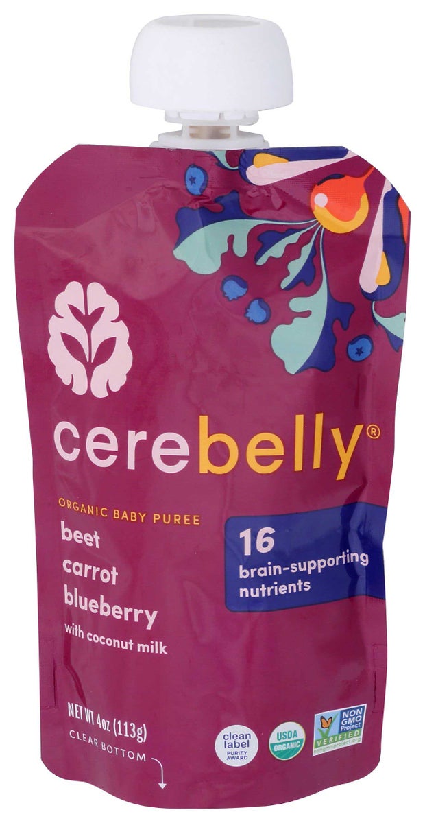 Cerebelly HG2786648 4 oz Beet Cart Blueberry Baby Puree - Case of 6