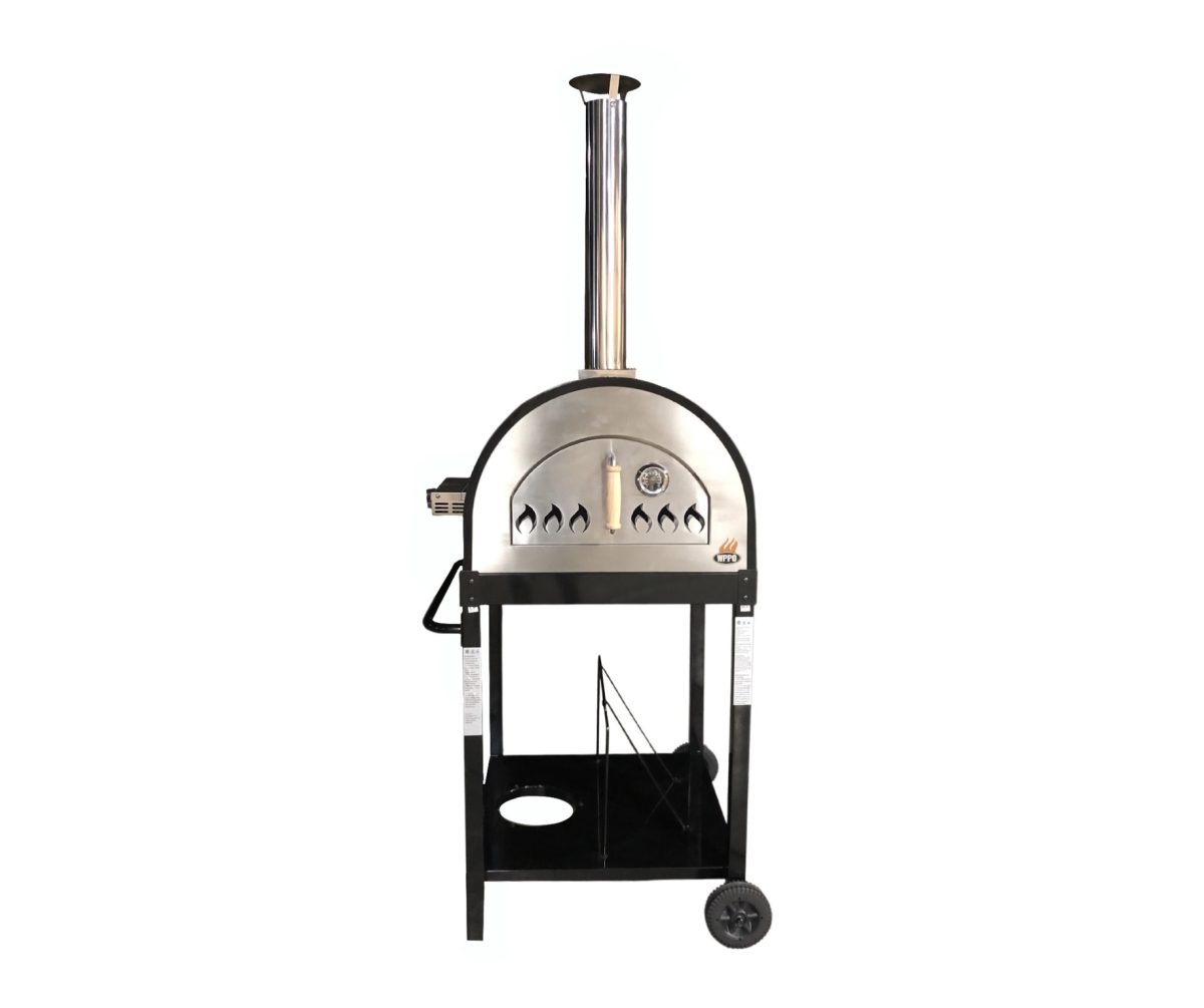 WPPO WKE-04WG-BLK 25 in. Hybrid Wood & Gas Pizza Oven with Burner Included&#44; Black