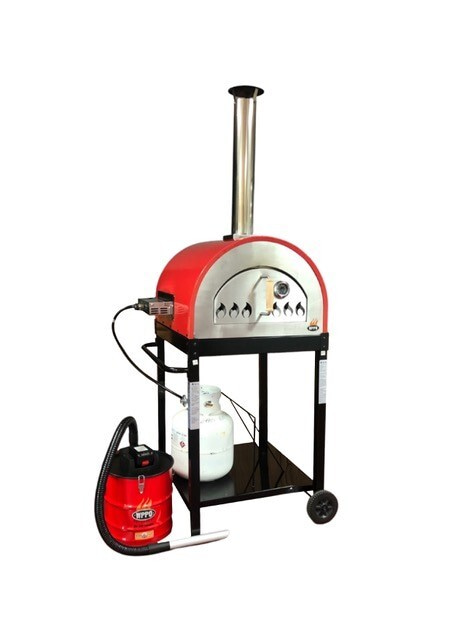 WPPO WKE-04WG-RED 25 in. Hybrid Wood & Gas Pizza Oven with Burner Included&#44; Red