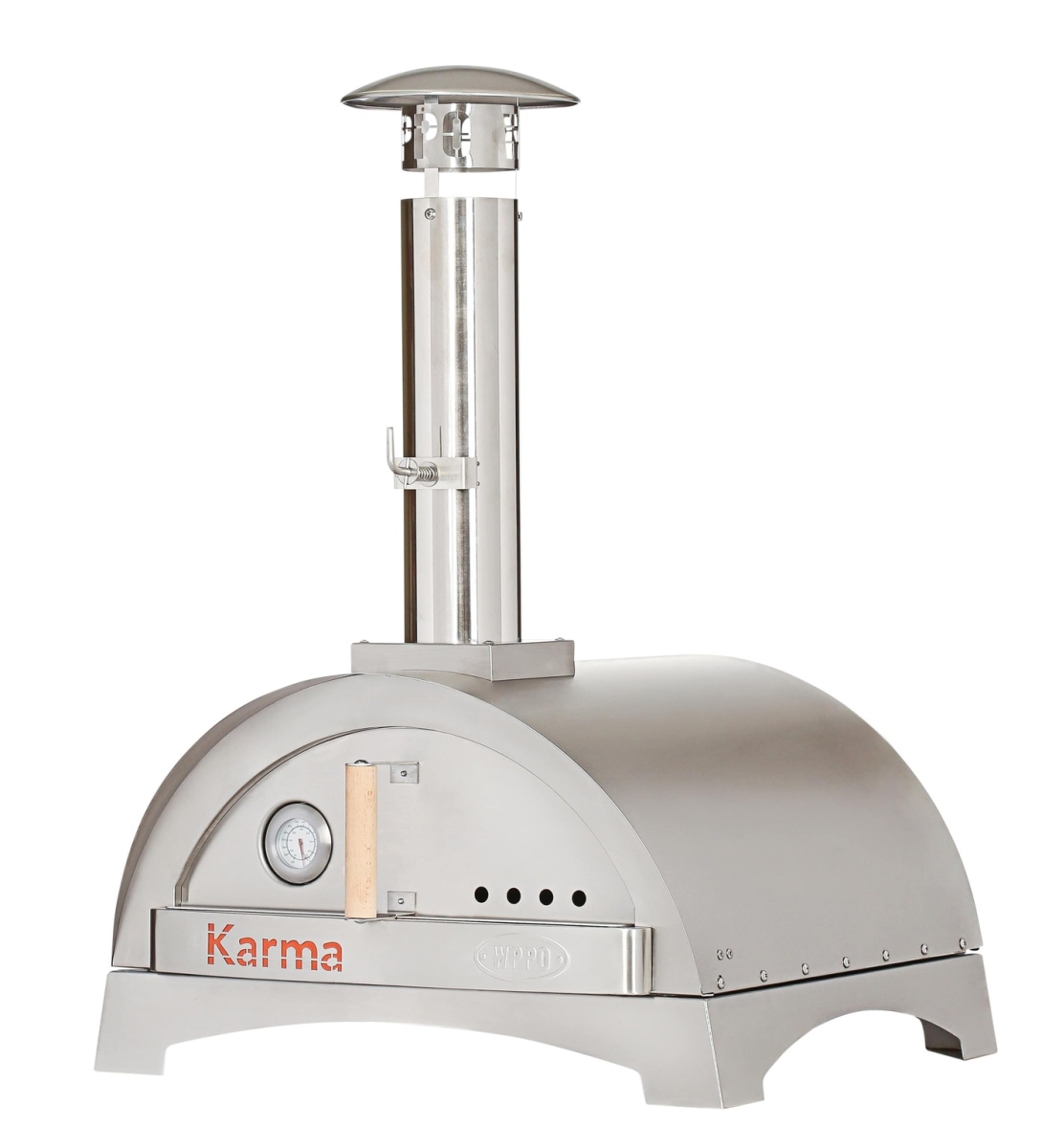 WPPO WKK-01S-304 25 in. Karma 304 Stainless Steel Wood Fired Pizza Oven with Base