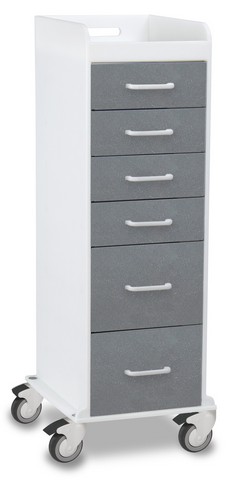 TrippNT 51097 Silver Metallic Polyethylene Tall Locking 6 Drawer Cart - 16 x 47 x 19 in.