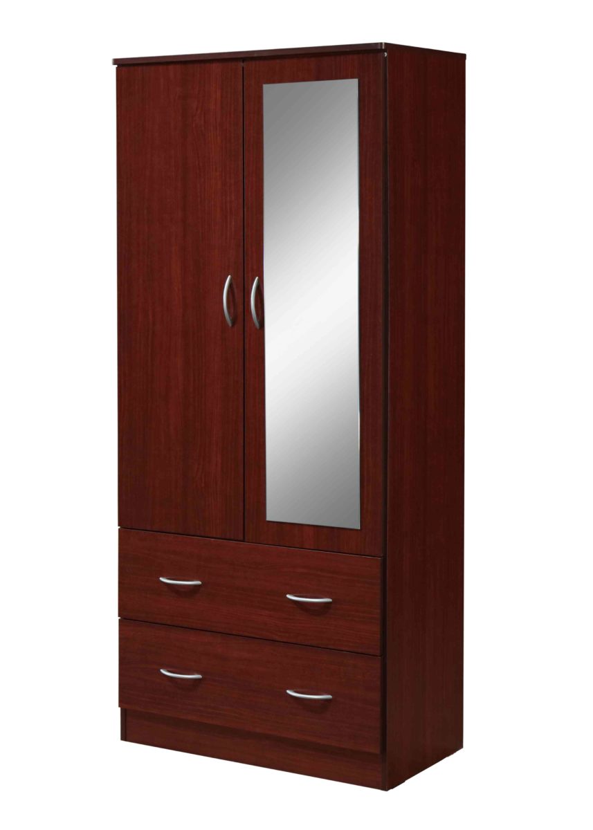 Made-to-Order 71.6 x 16.75 x 31.5 in. 2-Door Armoire with 2-Drawers & Clothing Rod Plus Mirror&#44; Mahogany