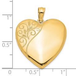 Bagatela Sterling Silver Gold Plated Gold-Plated 24mm Polished Swirl Heart Locket