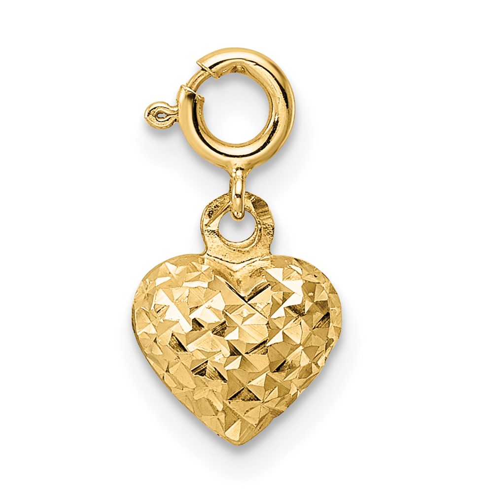 Bagatela 14K Yellow Gold Diamond-Cut Heart with Spring Ring Clasp Charm