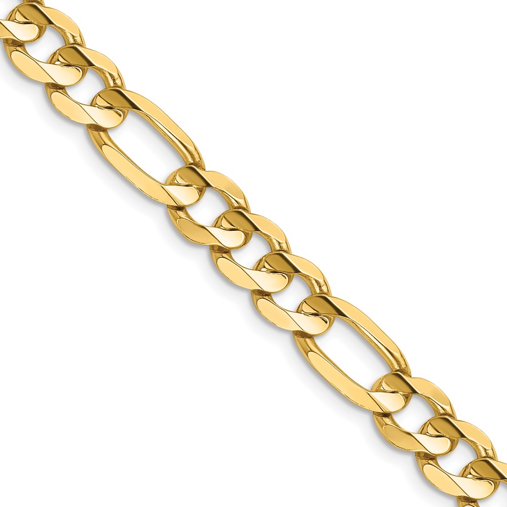 Bagatela 14K Yellow Gold 7.5 mm Concave Open 20 in. Figaro Chain