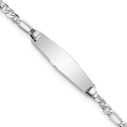 Bagatela 14K White Gold Soft Diamond Shape Figaro Link ID 6 in. Bracelet
