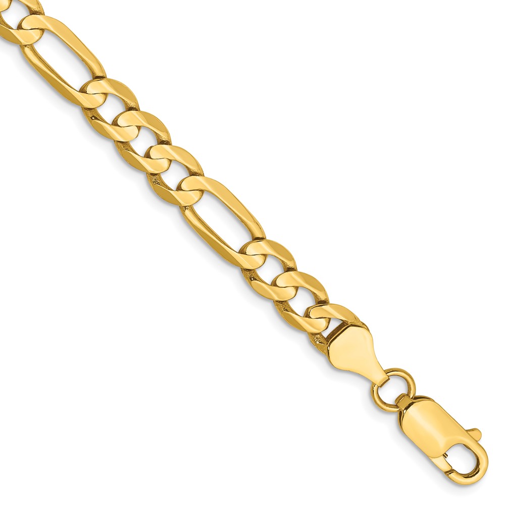 Bagatela 14K Yellow Gold 6 mm Concave Open Figaro Chain 8 in. Bracelet
