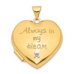 Bagatela 14K Two-Tone Diamond Always in My Heart with Heart Charm Inside 21 mm Heart Locket