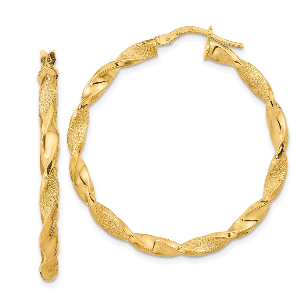 Bagatela 14K Yellow Gold Polished &amp; Textured Twisted Hoop Earrings