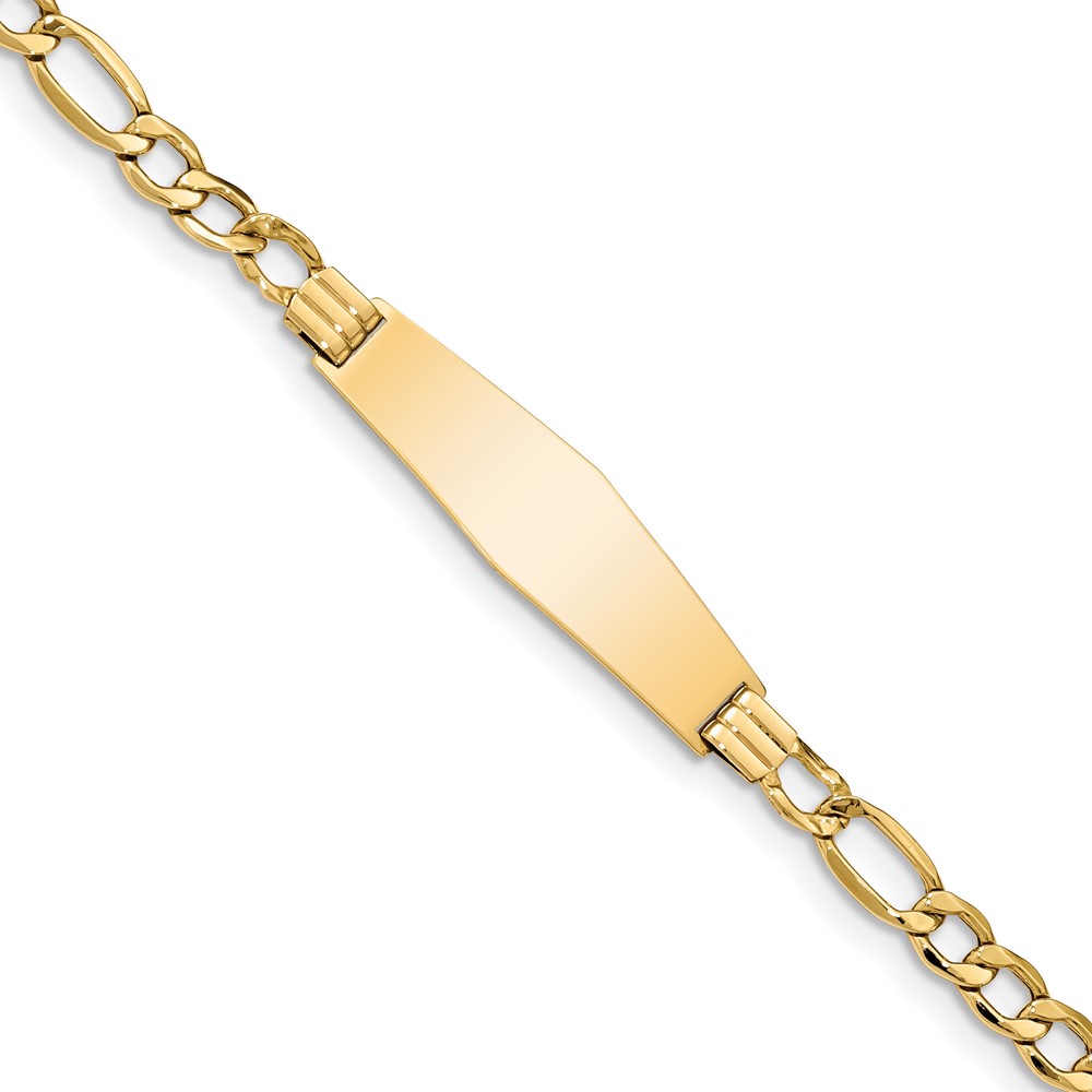 Bagatela 14K Yellow Gold Polished Semi-Solid Soft Diamond Shape Figaro ID 7 in. Bracelet