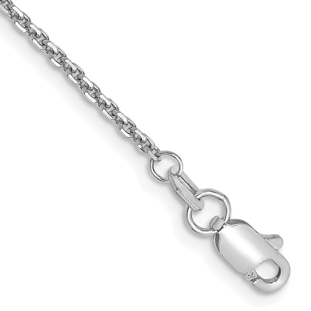 Bagatela 14K White Gold 10 in. 1.45 mm Solid Diamond-Cut Cable Chain Anklet
