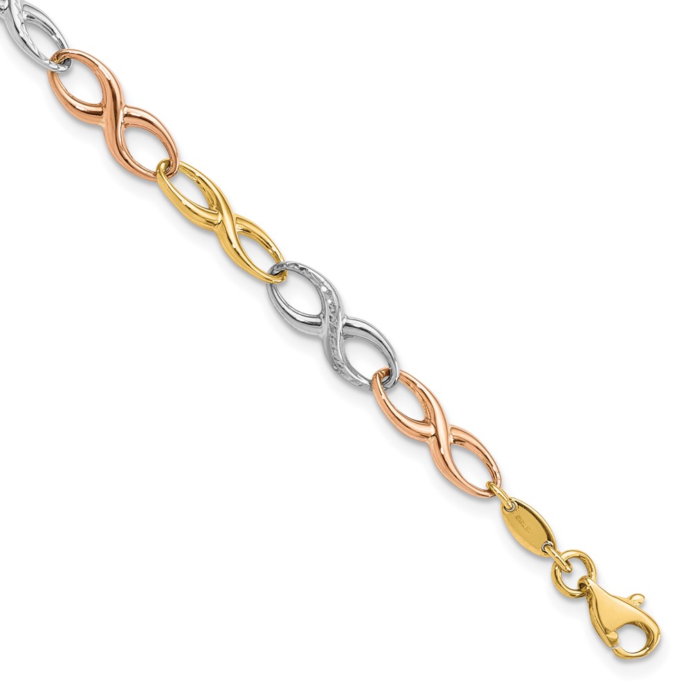 Bagatela Leslies 10K Tri-Color Infinity Symbol Link 7.5 in. Bracelet