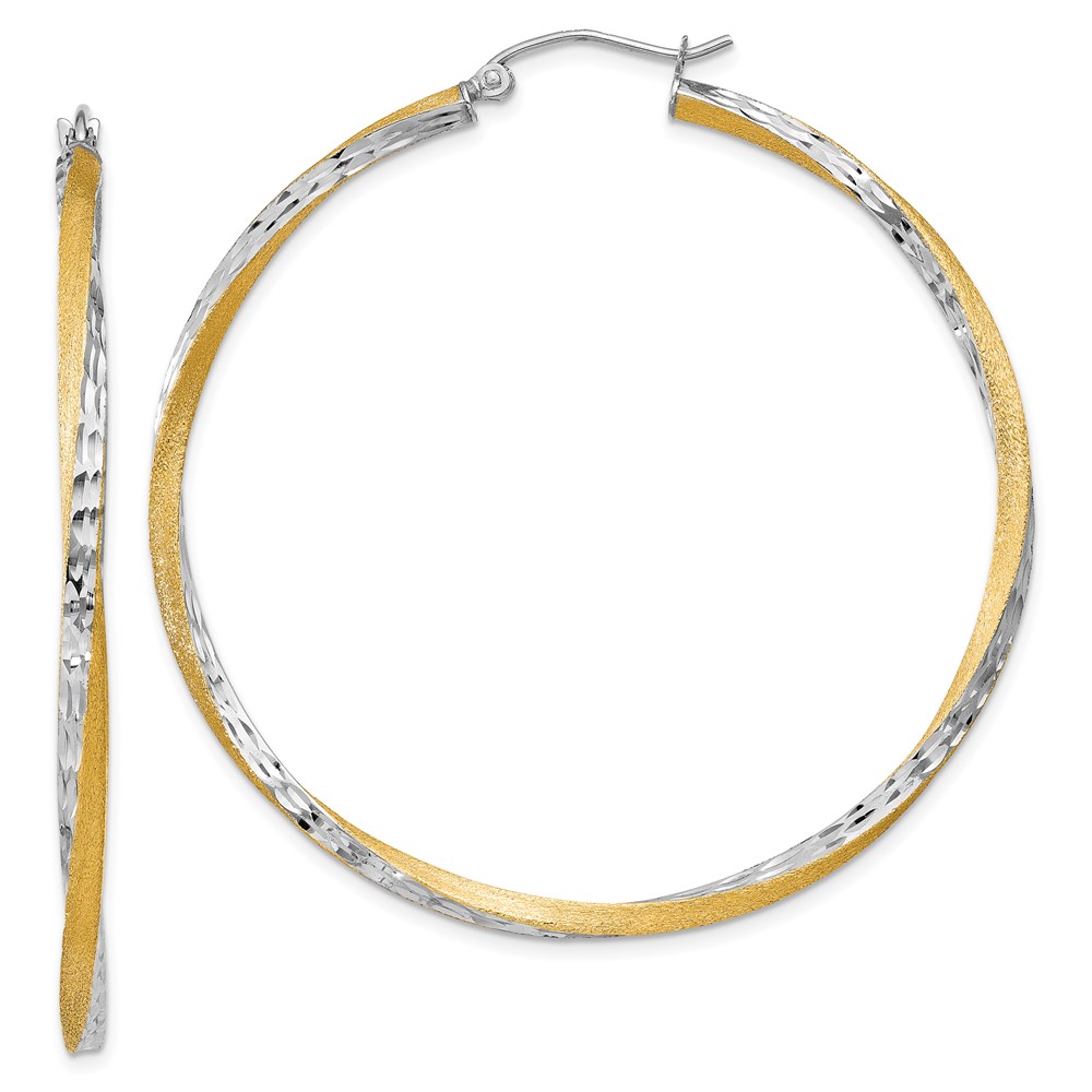 Bagatela 14K Yellow &amp; Rhodium Diamond-Cut 2.5 mm Twisted Hoop Earrings