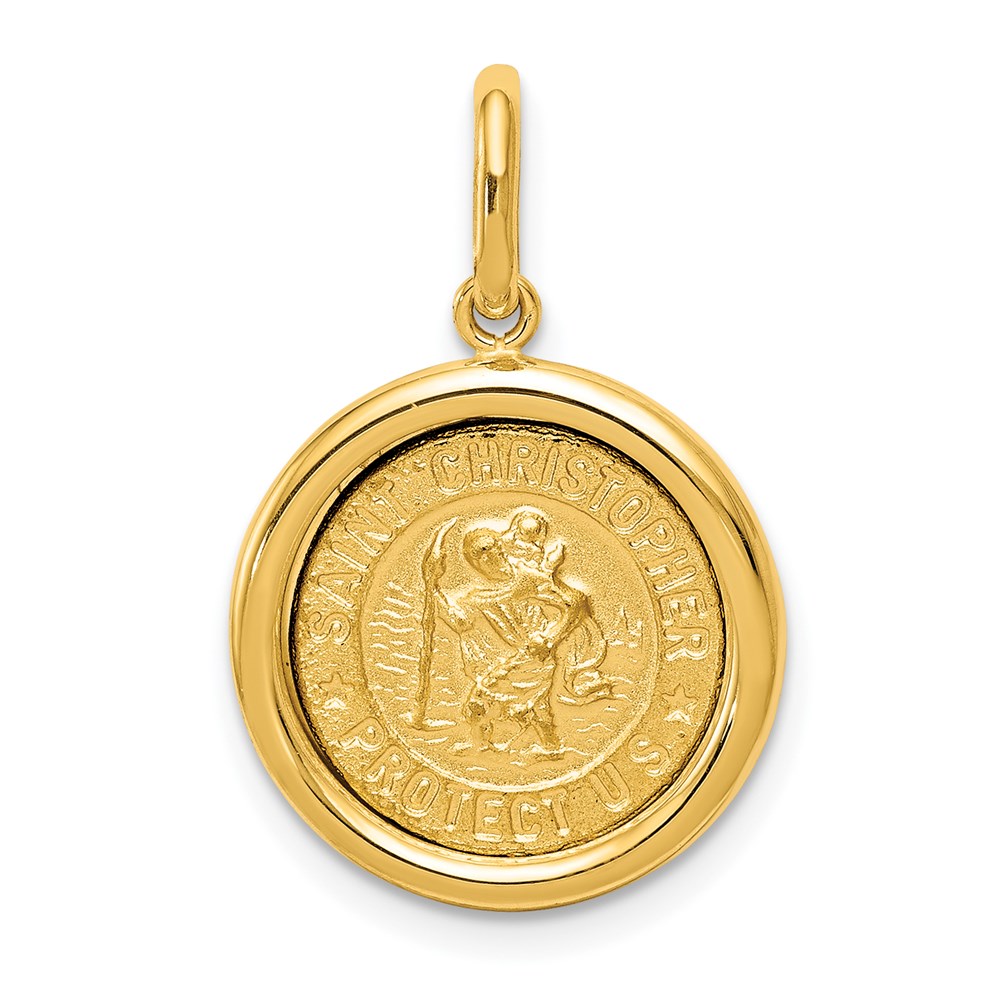 Bagatela 14K Yellow Gold Polished &amp; Satin St Christopher Medal Pendant