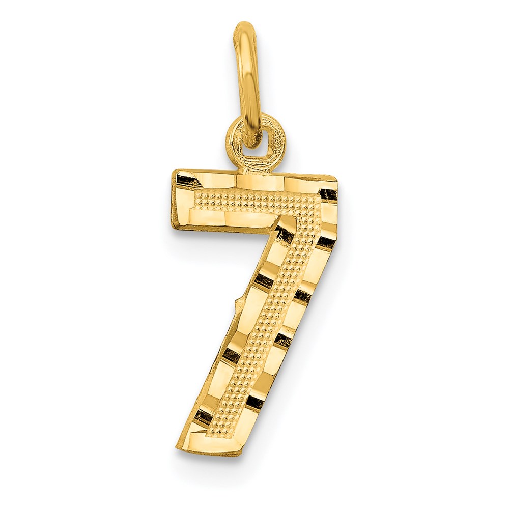 Bagatela 14K Yellow Gold Small Brushed Diamond-Cut Number 7 Charm