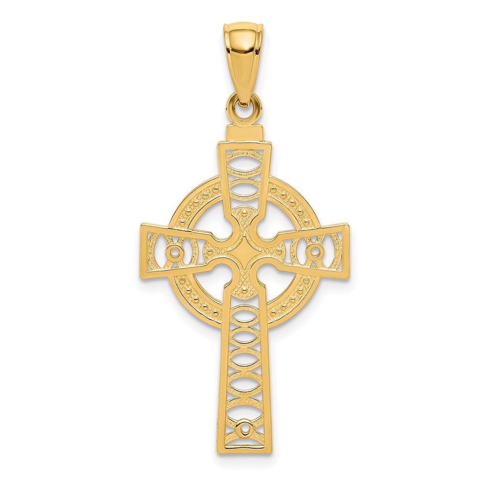 Bagatela 10K Yellow Gold Celtic Cross with Eternity Circle Pendant