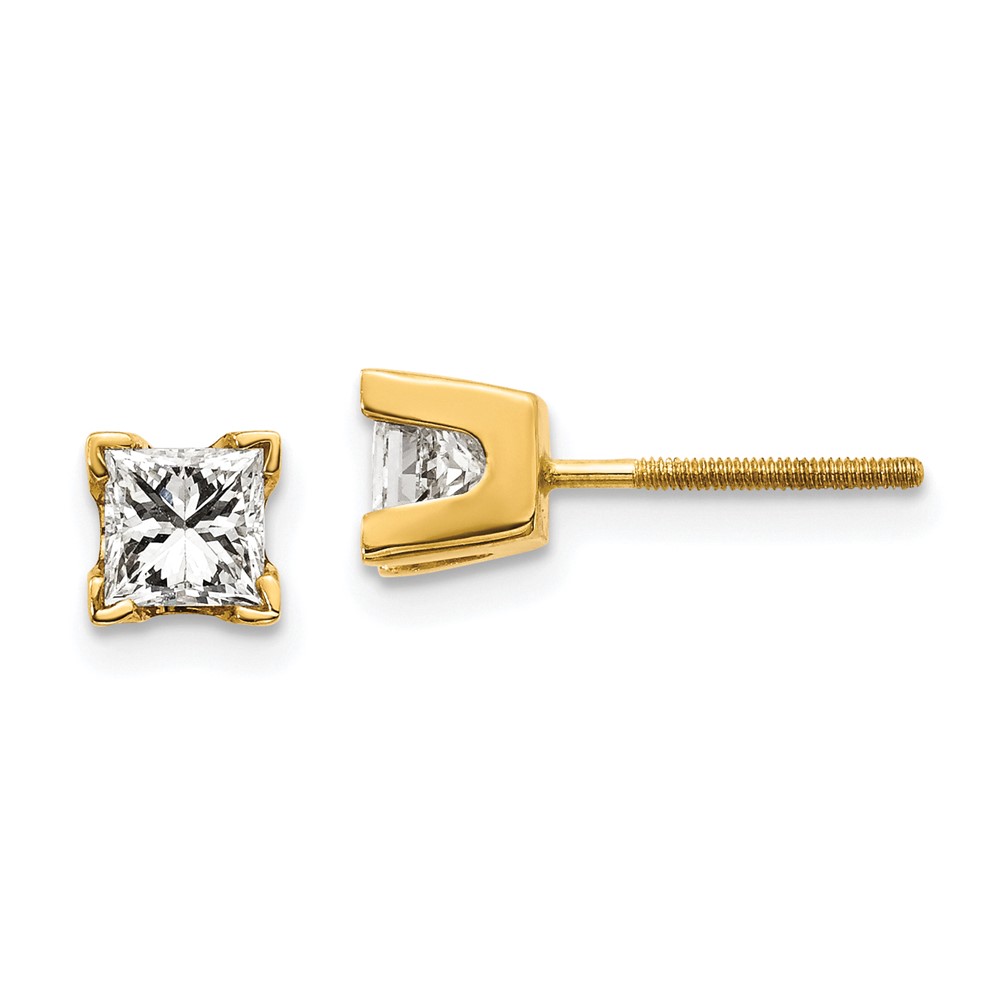 Bagatela 14K Yellow Gold AAA Quality Complete Princess-Cut Diamond Earring