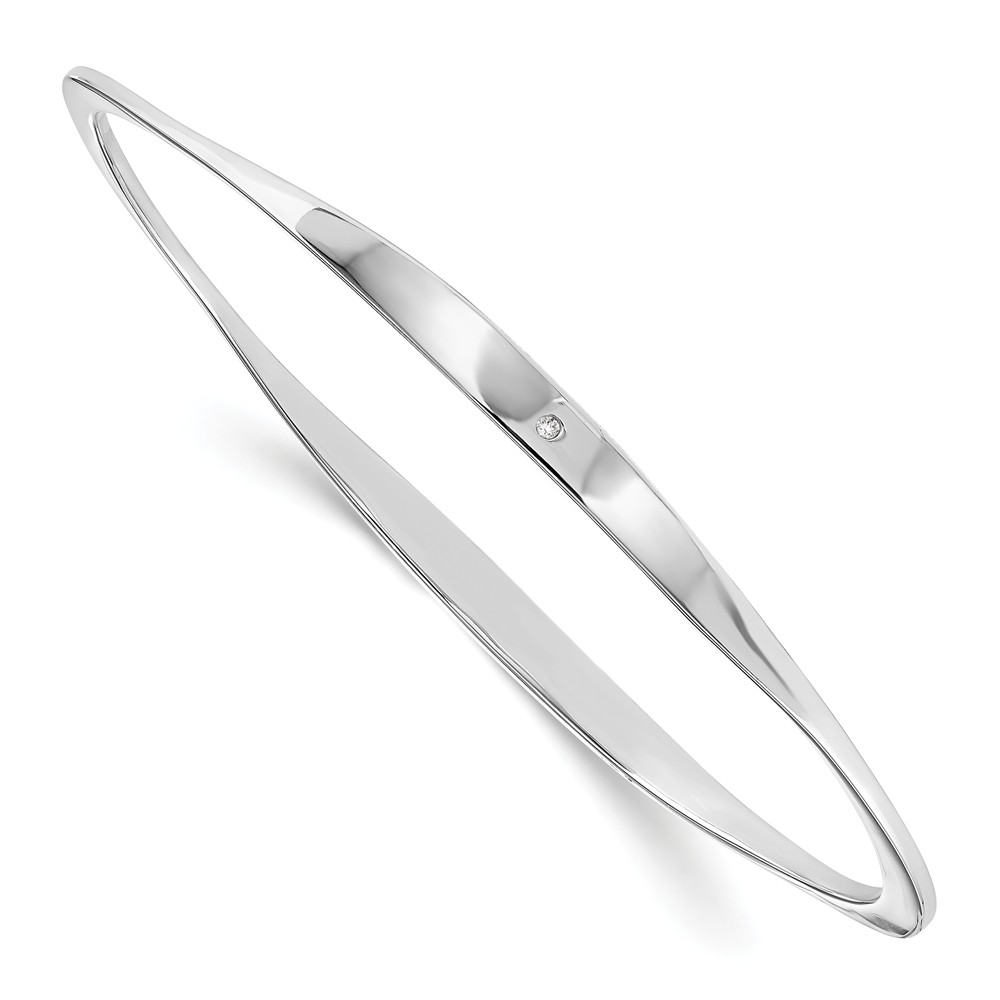 The A1 Collection Sterling Silver Diamond Bangle&#44; Polished