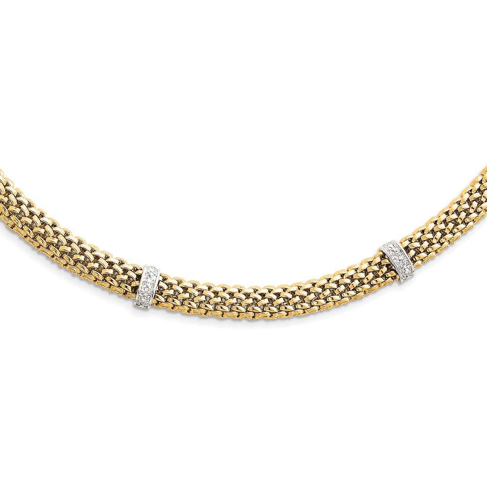 Bagatela 14K 17 in. Two-Tone Completed Polished Diamond &amp; Mesh Necklace - 0.05 Ct