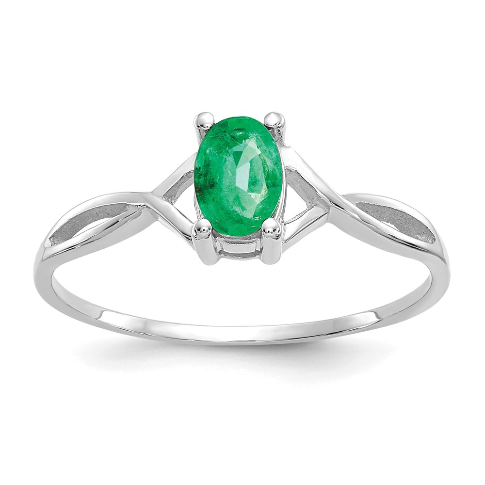 Bagatela 14K White Gold Emerald Birthstone Ring - Size 7