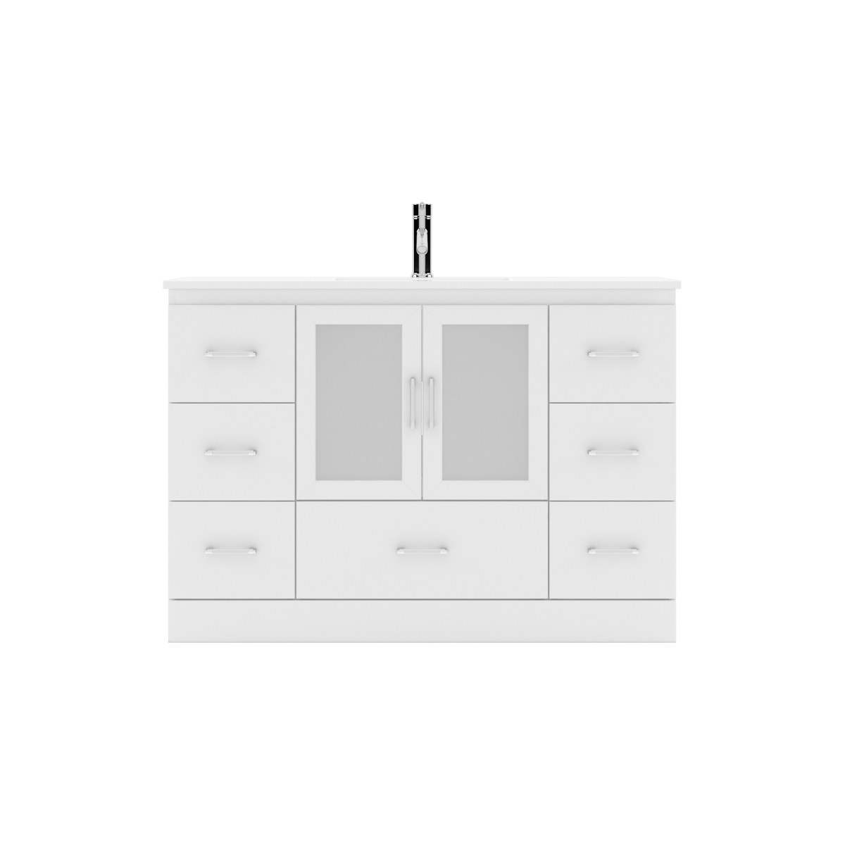 Virtu USA MS-6748-C-WH-NM 48 in. Zola Single Bathroom Vanity in White & Square Sink with Polished Chrome Faucet